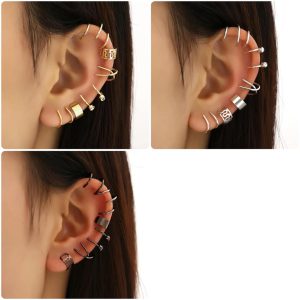 Multi Coloured Charm Hanging Ear Cufs Unique Design (12 Pcs)
