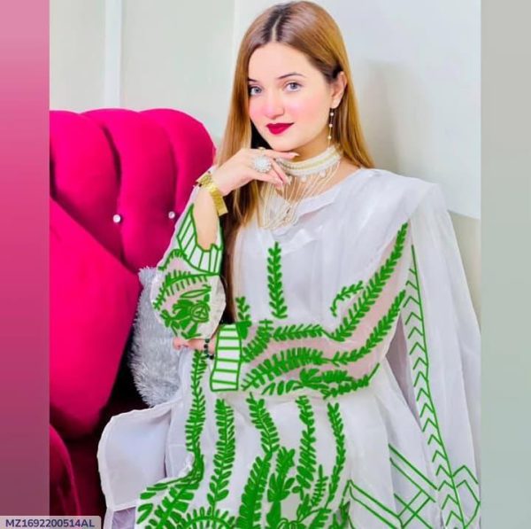 3 Pcs Women's Stitched Embroidered Suit - Image 4