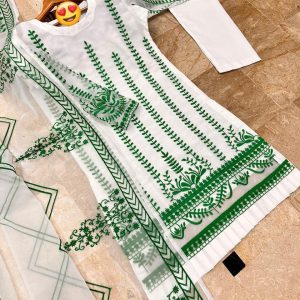 3 Pcs Women's Stitched Embroidered Suit
