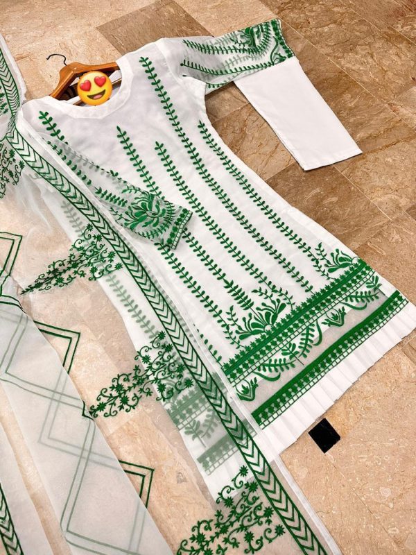 3 Pcs Women's Stitched Embroidered Suit