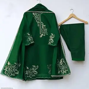 3 Pcs Women's Stitched Embroidered Suit