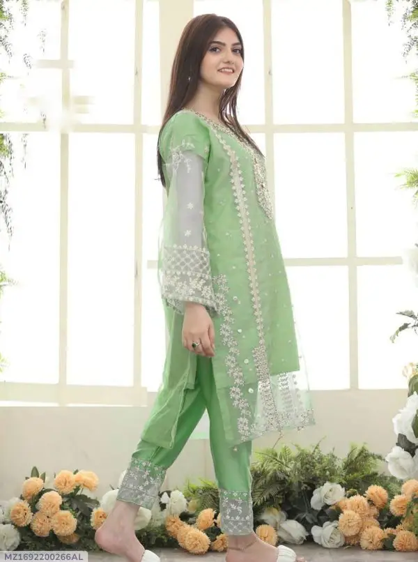 3 Pcs Women's Stitched Embroidered Suit
